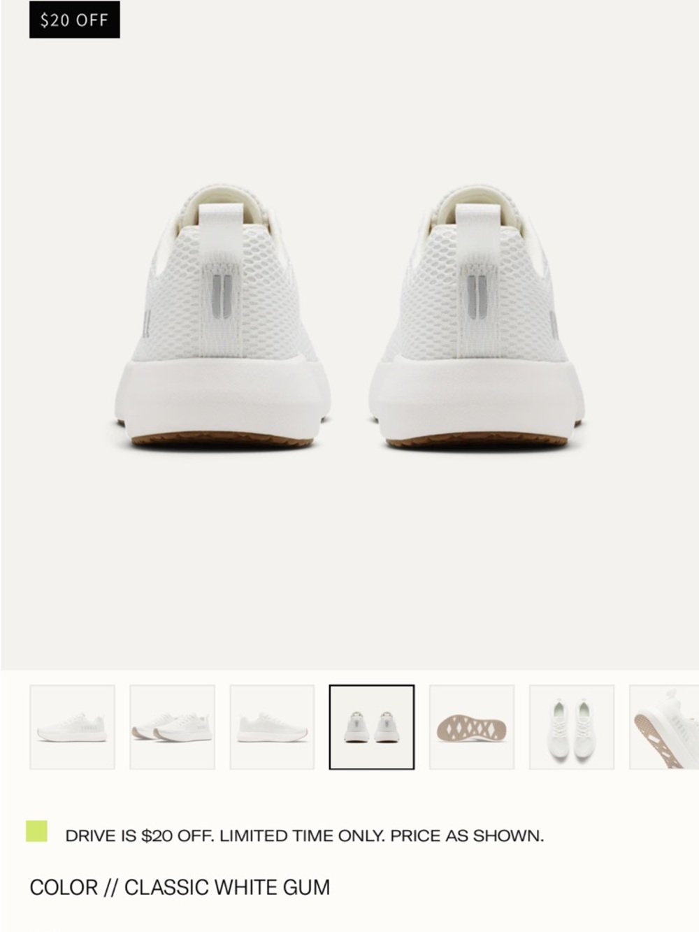 NOBULL Drive Mesh Sneaker in White Gum, size 8 - Picture 4 of 8